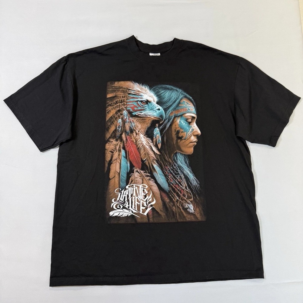 Native American Eagle Men's T-shirt 3XL Black 4LIFE Indian Warrior Shaka Wear